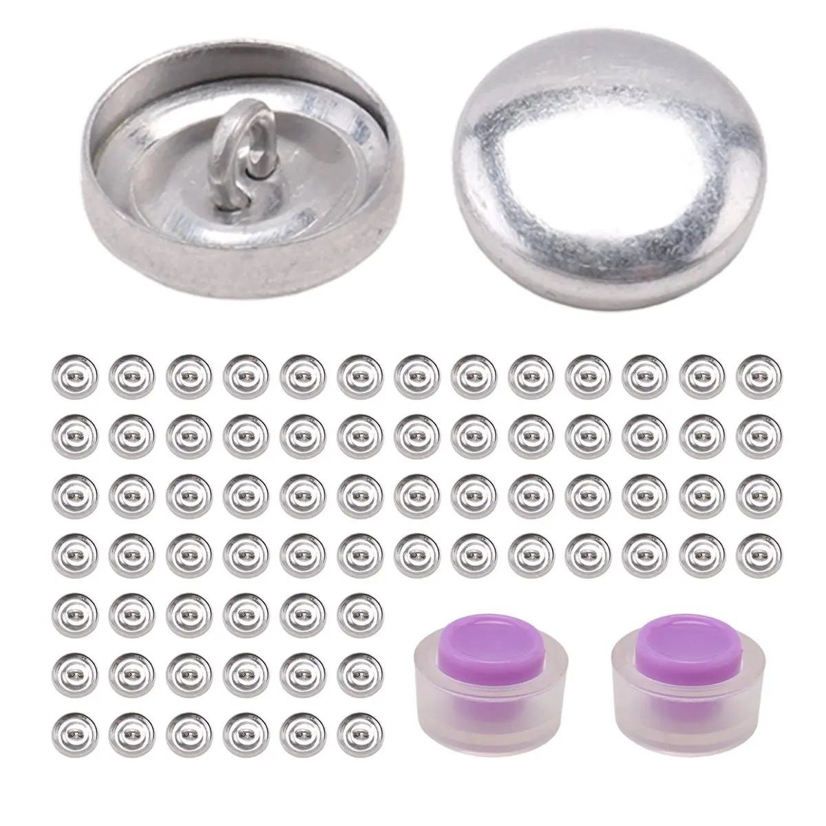 A77K 100 Sets Cover Buttons Kit with Tools Size Buttons to Cover Self Cover Buttons DIY Fabric Cloth Cover Buttons 0.59 Inch