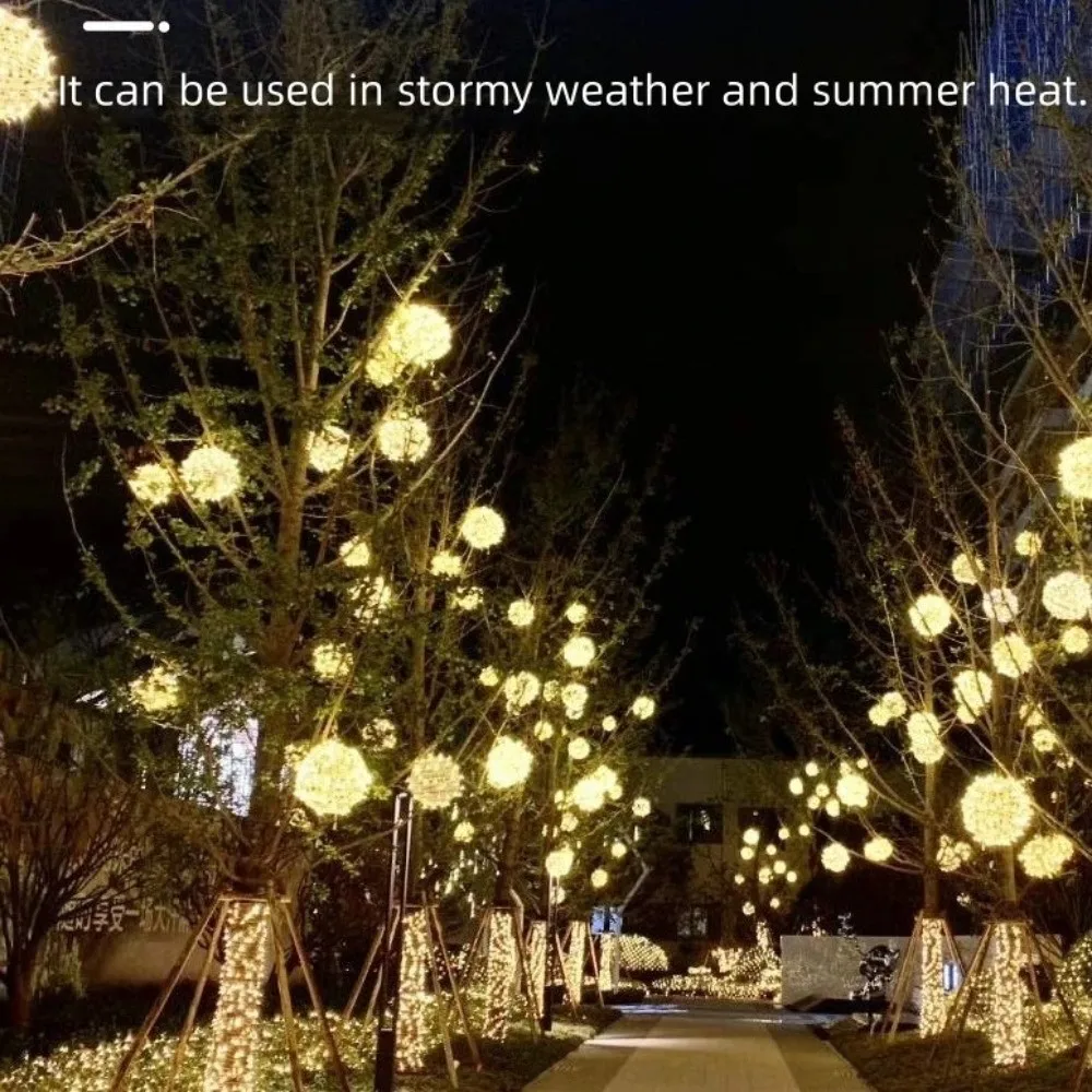 New 20/28CM Festoon Rattan Ball Light LED Rattan Ball Christmas Tree Light String 220V Ramadan Festoon Rattan Ball Lamp Garden