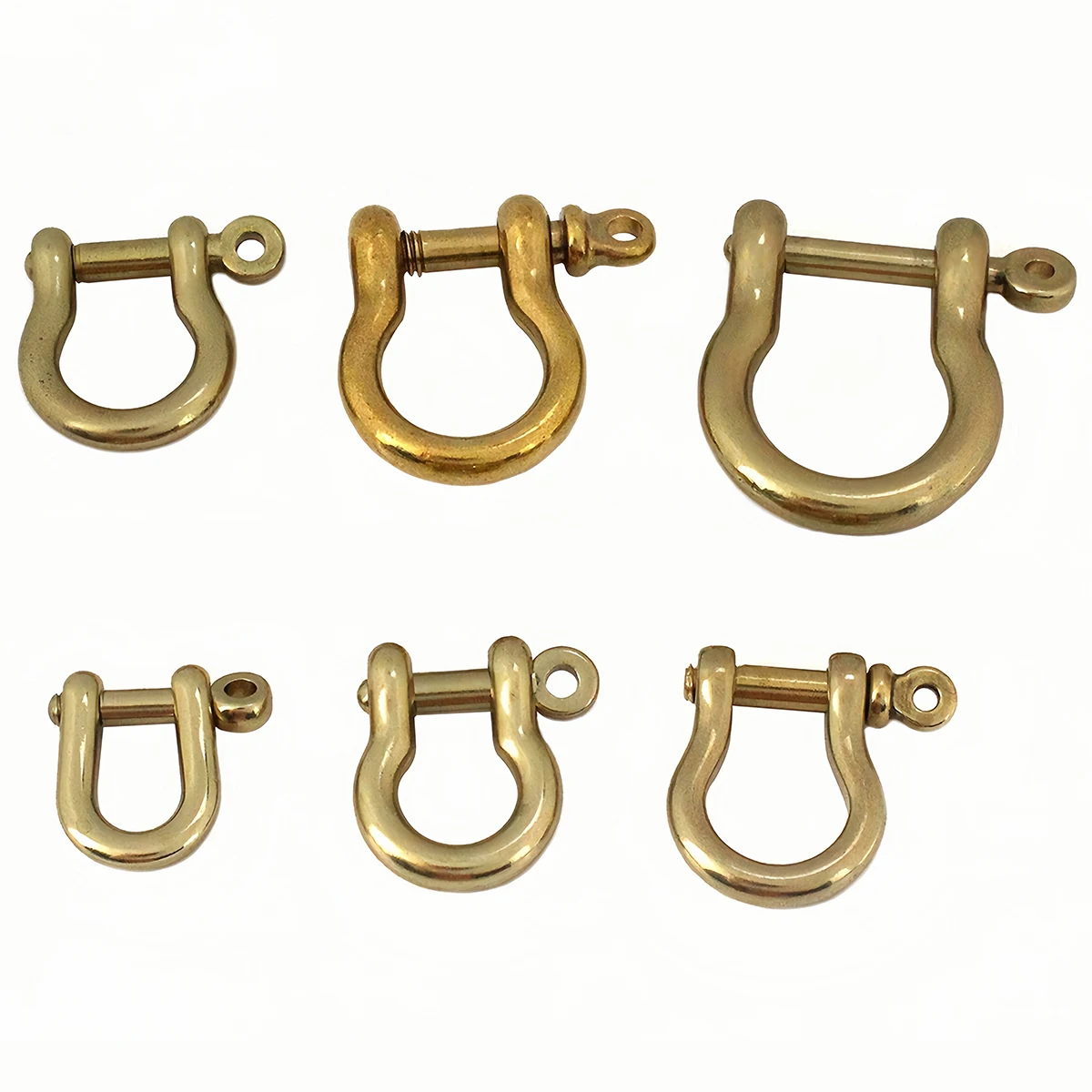 Massiver Messingkarabiner D-Bogen-Schäkel Schlüsselring Schlüsselanhänger Haken Schraubverbinder Schnalle Schlüsselkette Schmuckzubehör – Detail 2