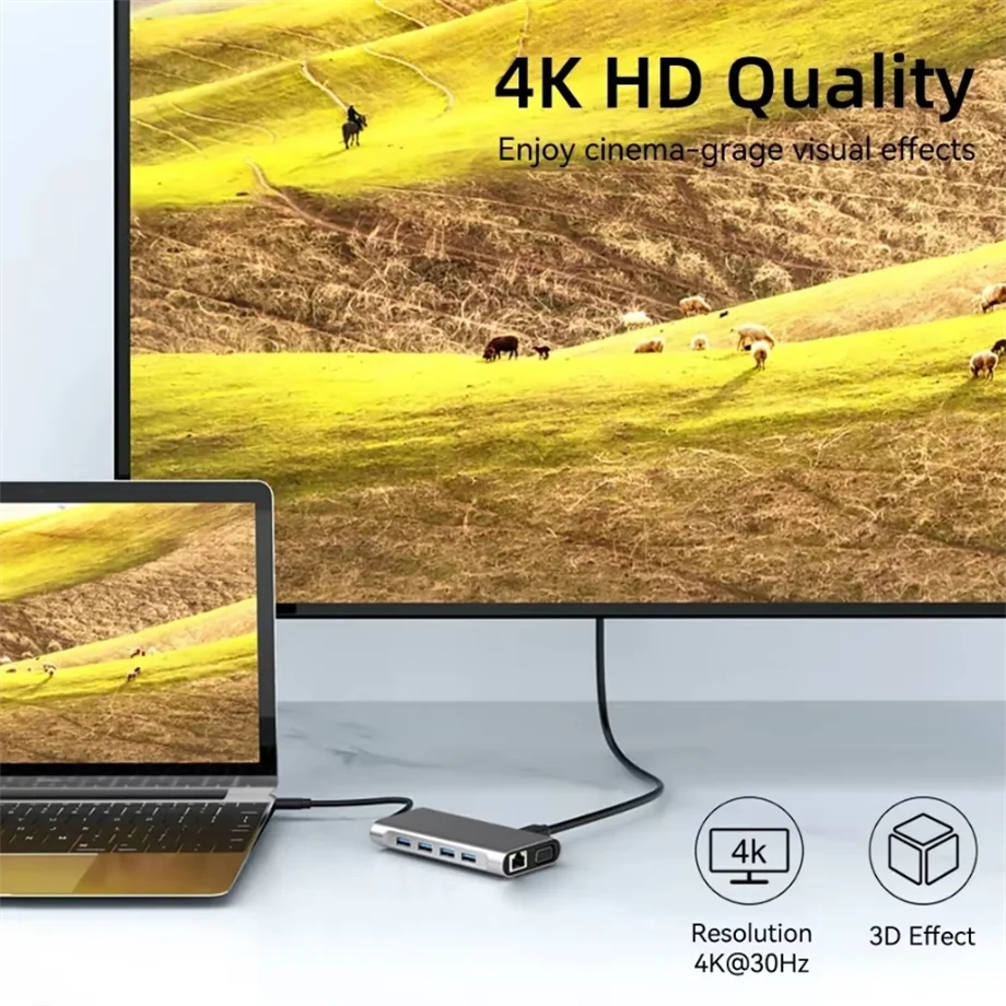 Usb c hub 4k 30hz tipo c para hdmi-adaptador usb 3.0 11 em 1 tipo c hub doca pd vga USB-C divisor para macbook pro ar