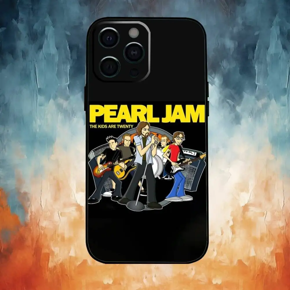 Custodia per telefono Band P-Pearl J-Jam per iPhone17,16,15,14,13,12,11 Plus,Pro Max Cover nera morbida
