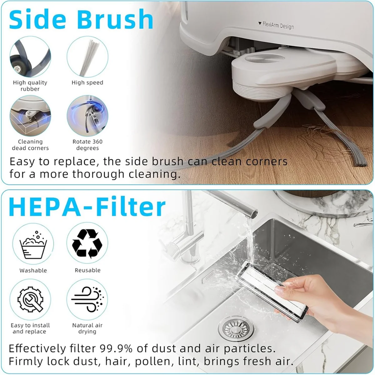 สําหรับ Roborock Qrevo Curve/P20 Pro เครื่องดูดฝุ่นหลักแปรงด้านข้างตัวกรอง HEPA Mop ผ้าฝุ่นเปลี่ยนชิ้นส่วน