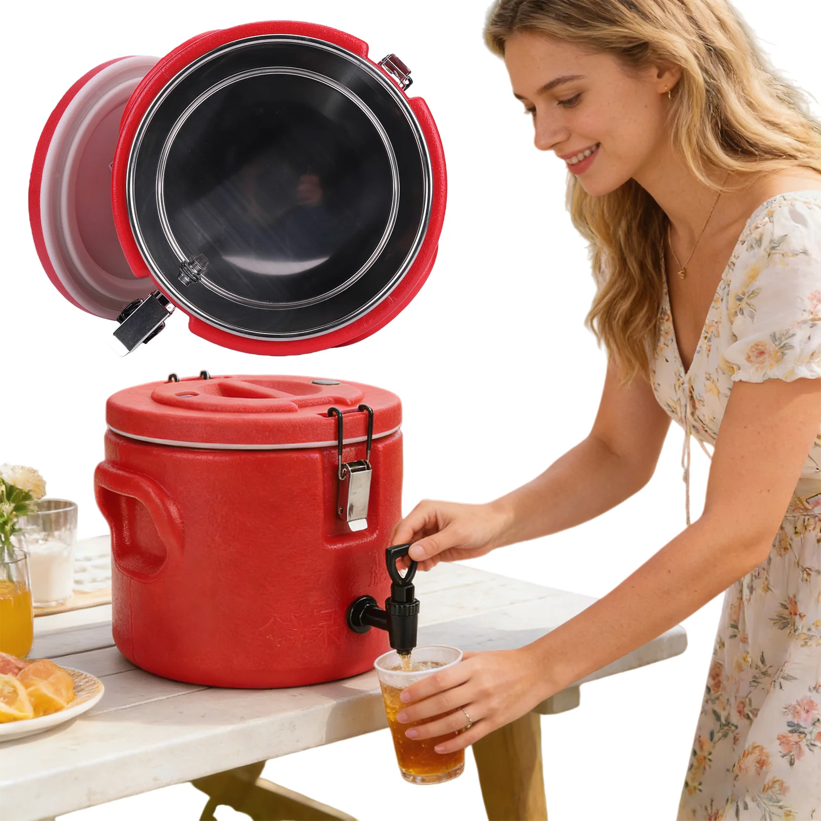 

Термос-диспенсер для горячих и холодных напитков с крышкой, портативный контейнер для холодных и горячих напитков с краном для фуршета/отеля/ресторана