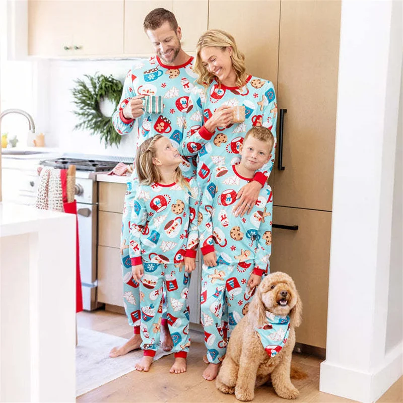 Family Matching Clothes Outfits Children Adults Christmas Day Cartoon Print Clothes Suits Autumn Festival Style Comfort Pajamas