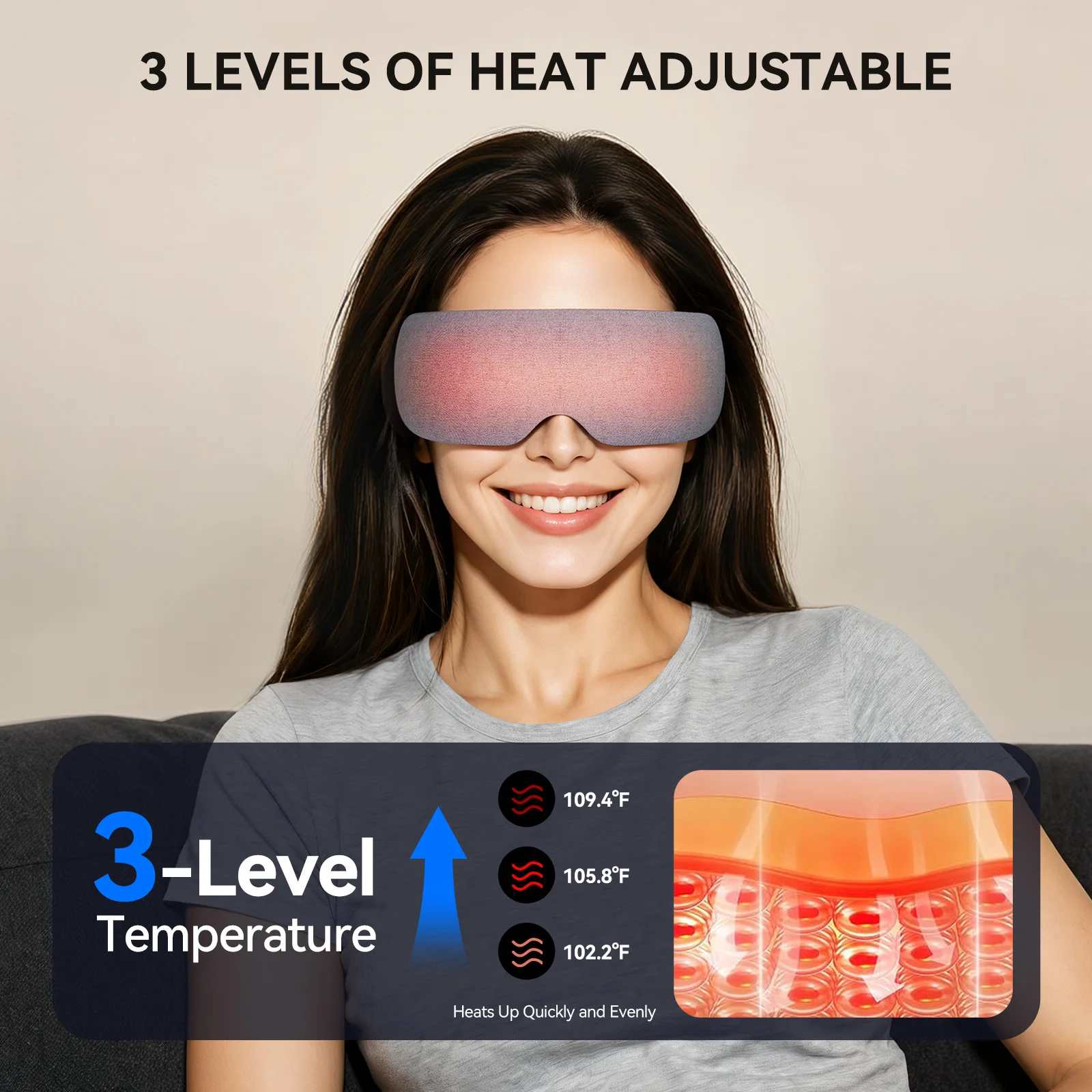 New Intelligent Rechargeable Heated Care Eye Mask Relax Massager