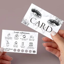 50 pz/lotto marmo ciglia Aftercare Card Lash biglietto da visita estensione ciglia carta fedeltà all'ingrosso