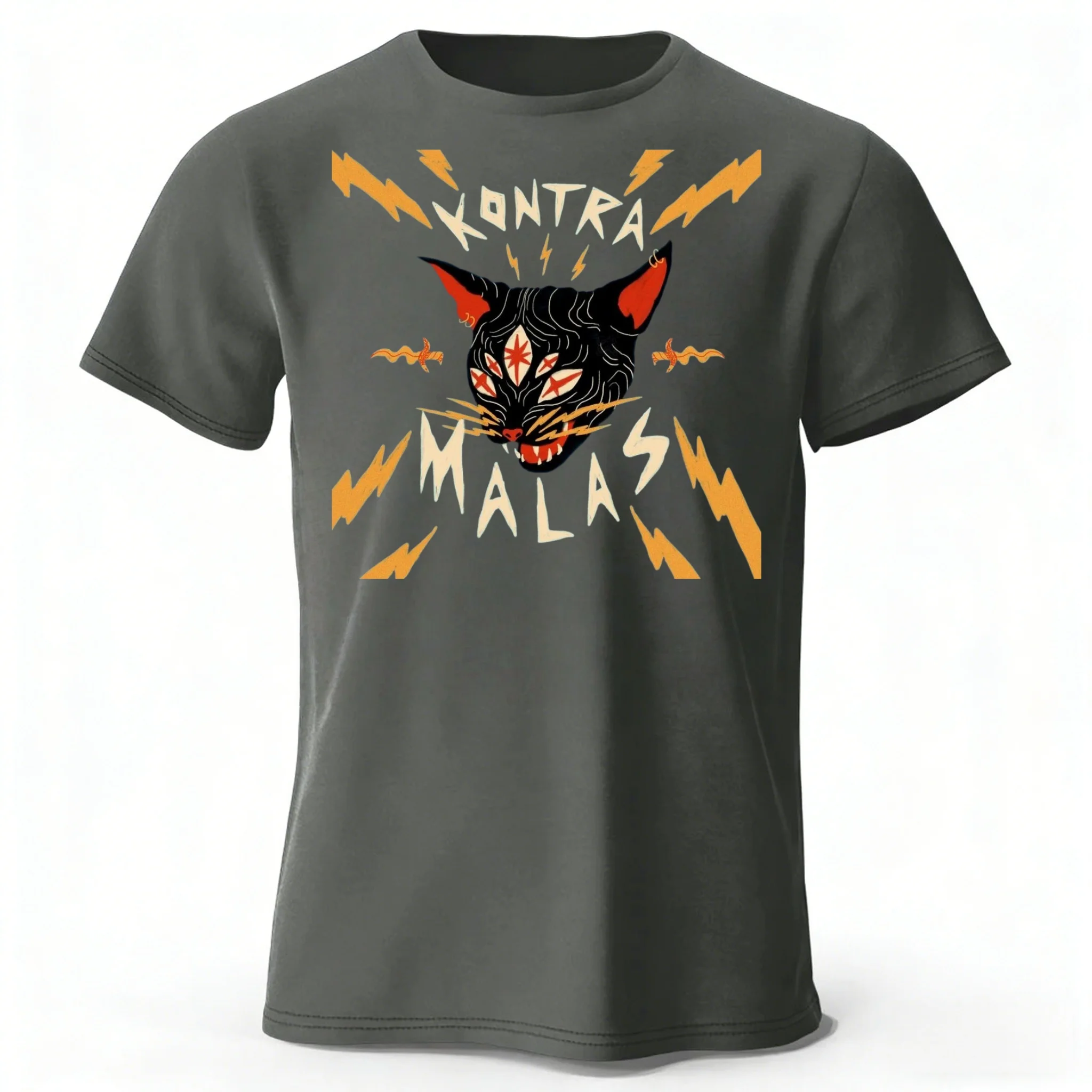 Retro New Rock Cat T-Shirt aus reiner Baumwolle für Herren, Übergröße, Fitness-Sport-T-Shirt für Damen, lässig, modisch, bequem, weiches Oberteil