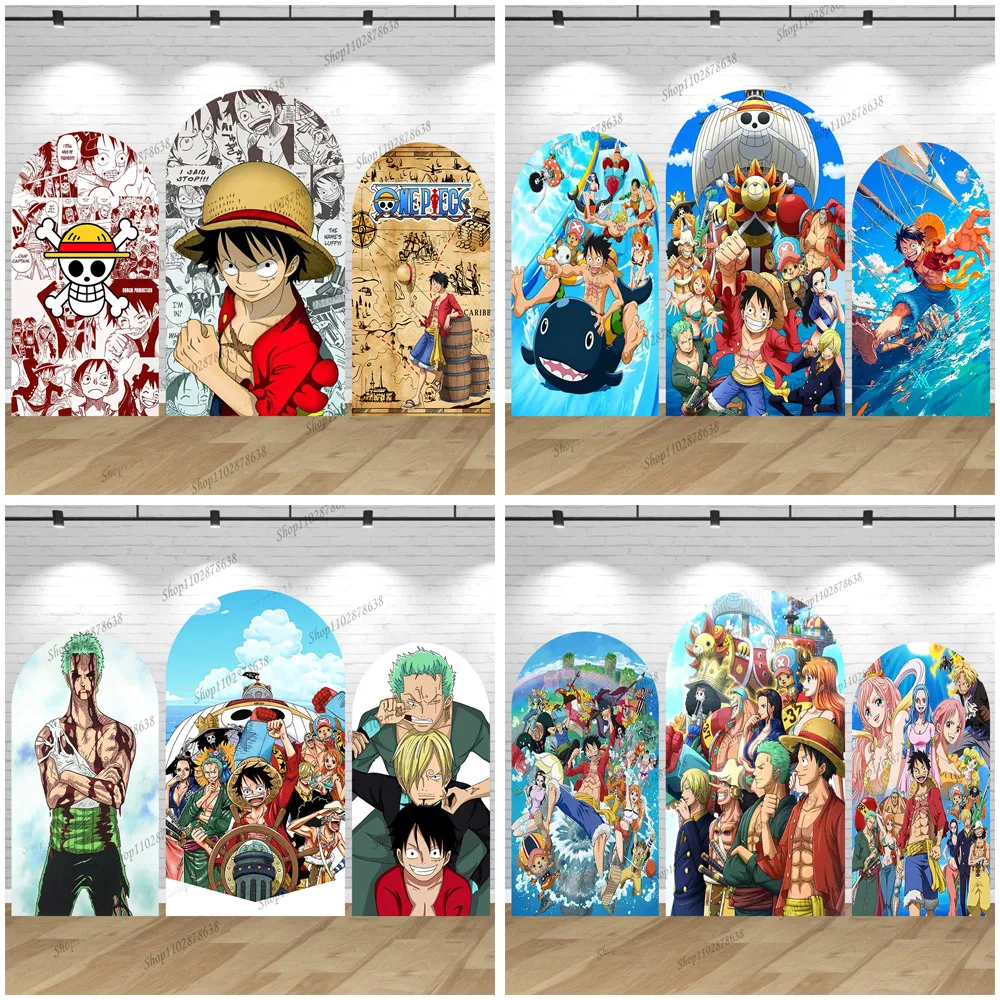 

One Piece Luffy Party Backdrop Boy Kids Birthday Roronoa Zoro Arch Background Photography Sea Corsair Baby Shower Photo Banner