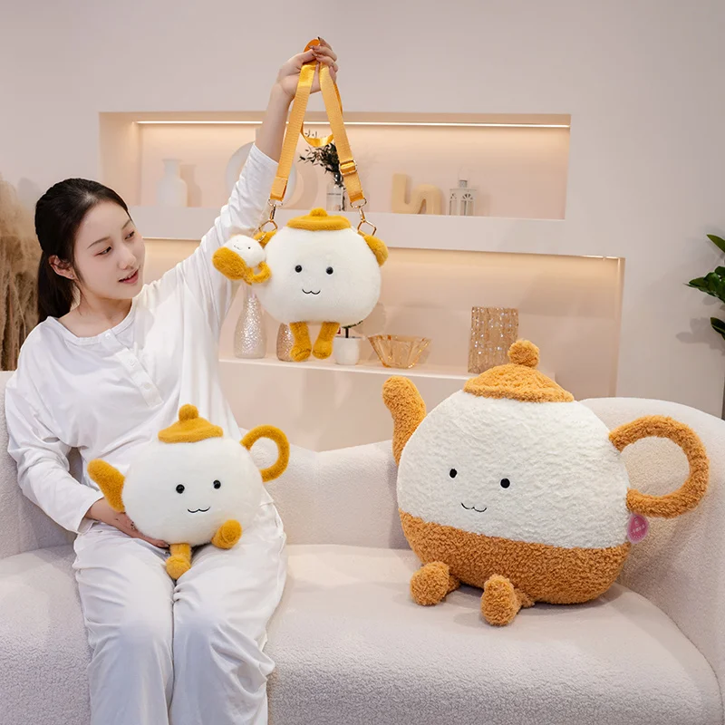 Jouets en peluche de la série Théière de dessin animé, tasse à thé douce et mignonne, oreiller chaud et confortable, accessoires de jeu drôles, décor Kawaii, nouveau Ceative