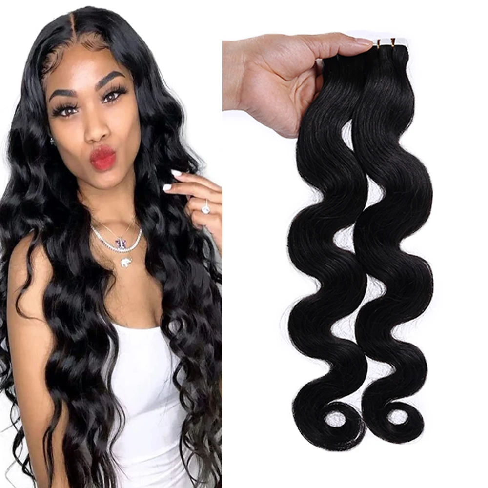 Brazilian Body Wave Tape in Hair Extensions Human Hair 50g 100g Tape in Real Hair 14-24inch