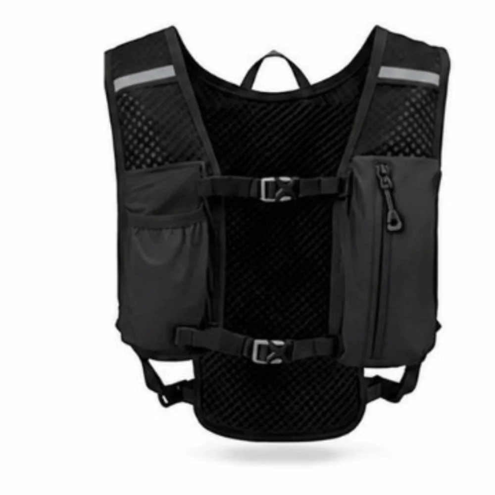 2PCS Nylon Hydration Running Vest Lightweight with Reflective Strips Running Hydration Pack Breathable Hydration Vest Backpack
