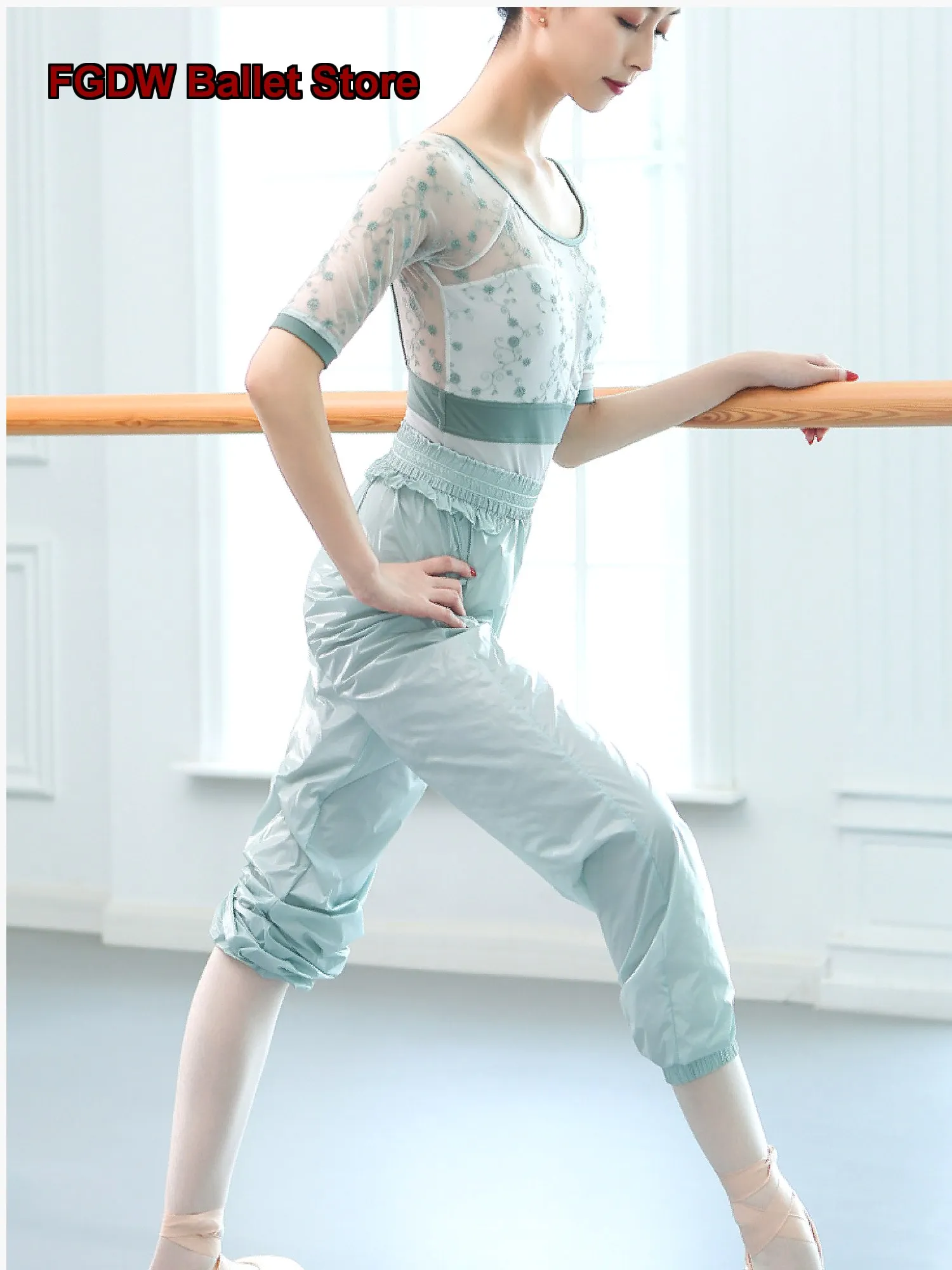 Women's Dance Warm-Up Pants High Waist Belly Control Sweat-Proof Fitness Slimming Pants Summer