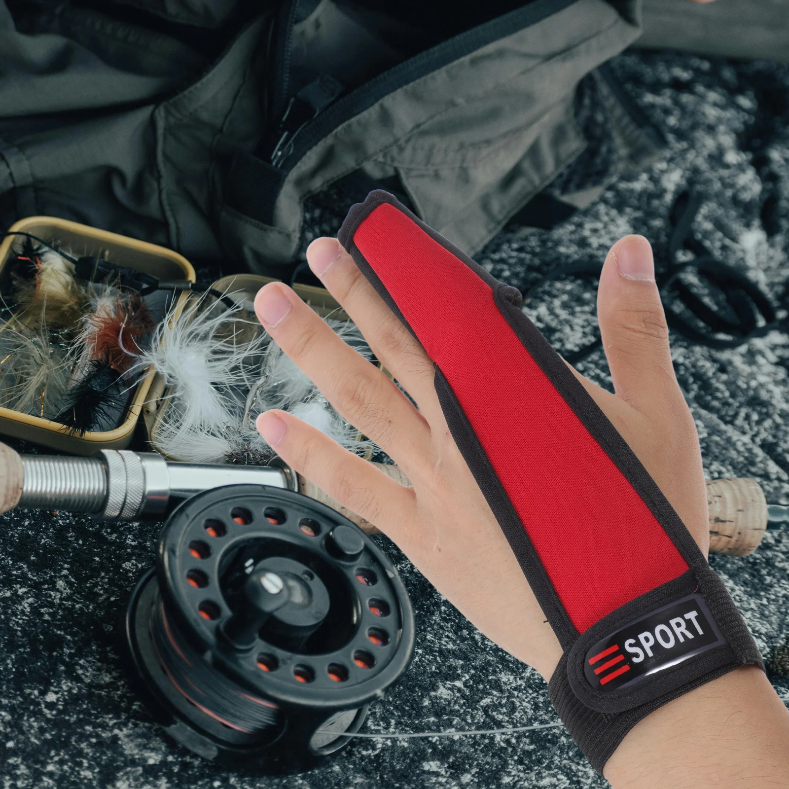 

6Pcs Fishing Gloves Single Finger Protector Non-Slip Wear-Resistant Casting Gloves Adjustable Wrist Strap Outdoor