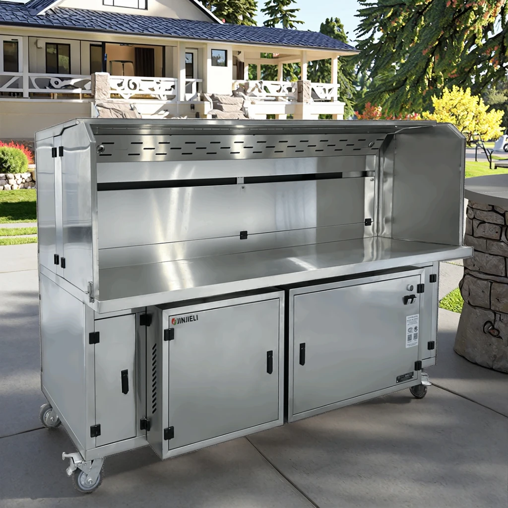 Customizable Mobile Cooking Station Downdraft Cooking Table With Range Hood and ESP Fume Purification System