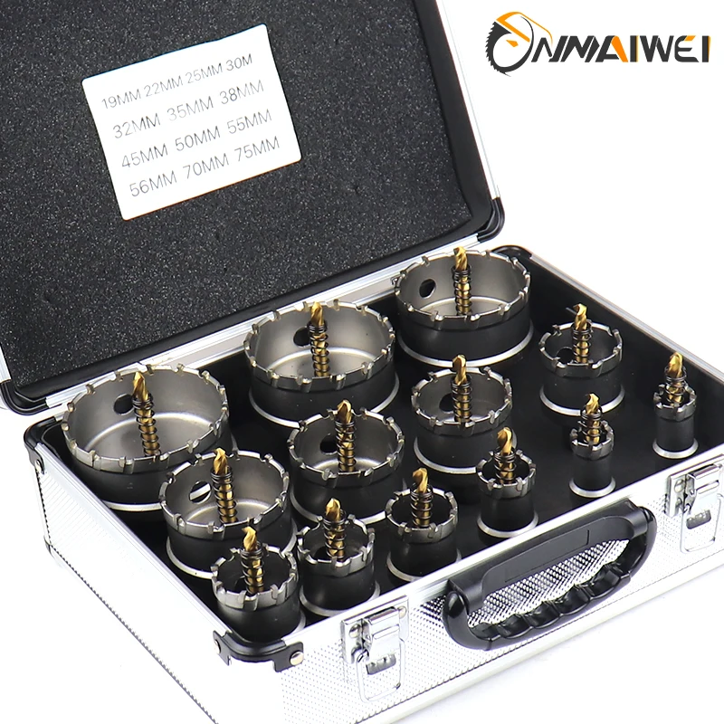 Broca de Metal com Ponta de Carboneto Hole Saw Cutter com Caixa Tct Hole Saw Bits Grupo 16 Pcs 1975 mm