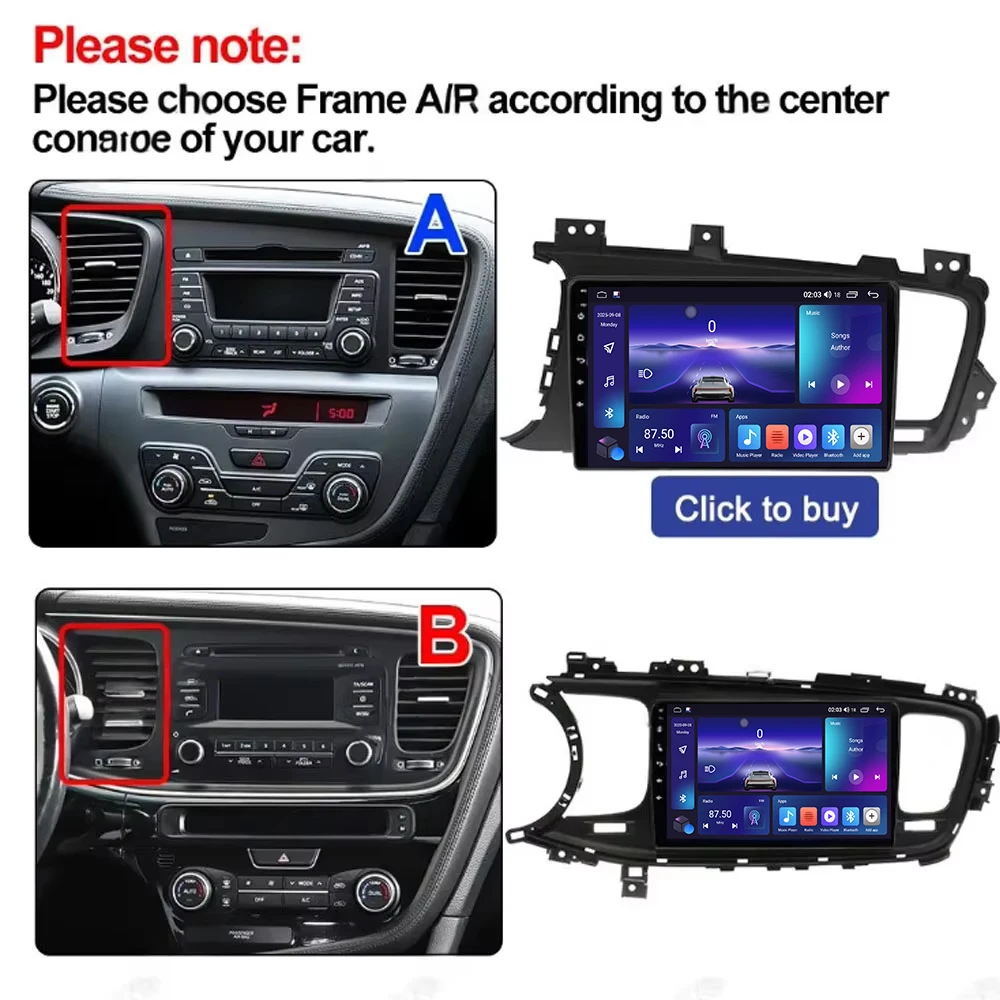 Wireless carplay For Kia K5 Optima 2011-2015 Car Multimedia Player Bluetooth WIFI Navigation Touch Screen Display