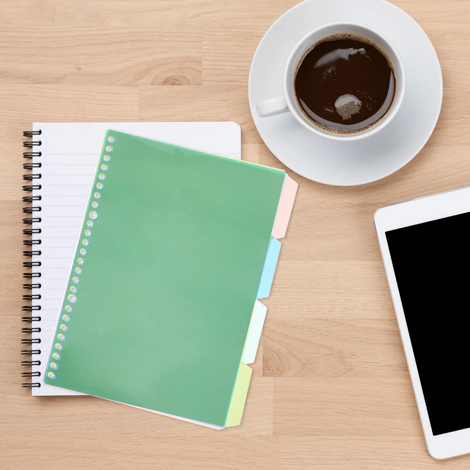 12 セットカラフルな PP ページディバイダースパイラルノートブックタブ分離交換挿入可能な分類