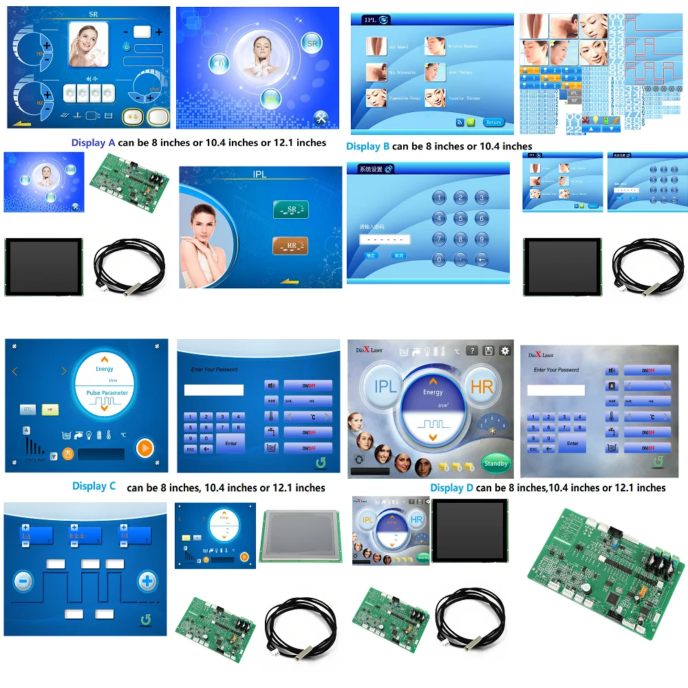 IPL部品の完全なセット,電源スクリーンディスプレイ,ハンドピースソケット,コンデンサ,ポンプグラス,その他すべての部品