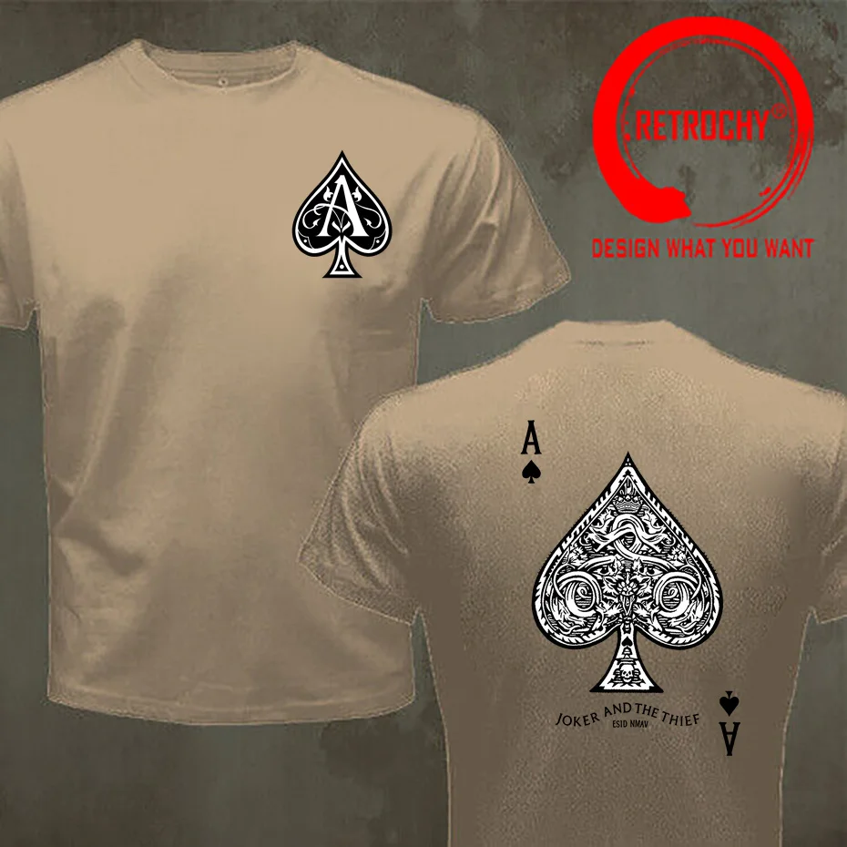 Ace of Spade Black Jack A Poker Card T Shirt Men Fashion Trendy Casual Clothing Stylish Tee Shirt Leisure Tshirt Men's T-Shirt