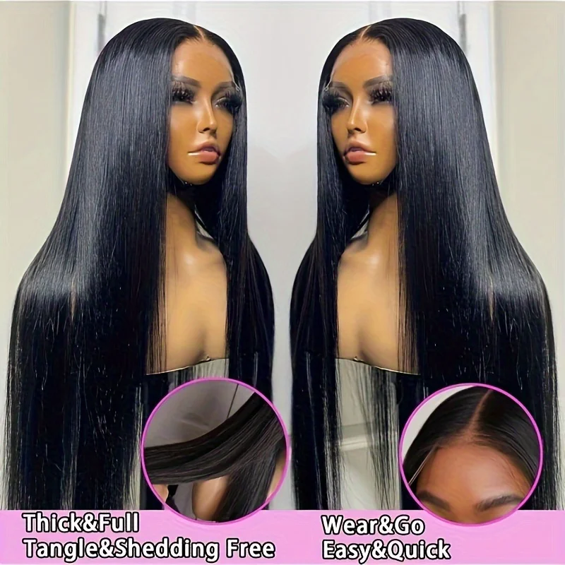 6x4 Glueless Wig Human Hair Ready To Wear Pre-Cut Lace Wear And Go Glueless Wigs Straight Lace Front Human Hair Wig For Women