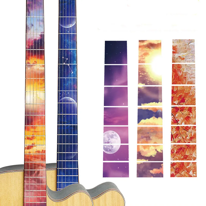 24 Style Guitar Fingerboard Stickers Inlaid Decals Electric Guitar Bass Ukulele Fingerboard Decoration Decals Guitar Accessories