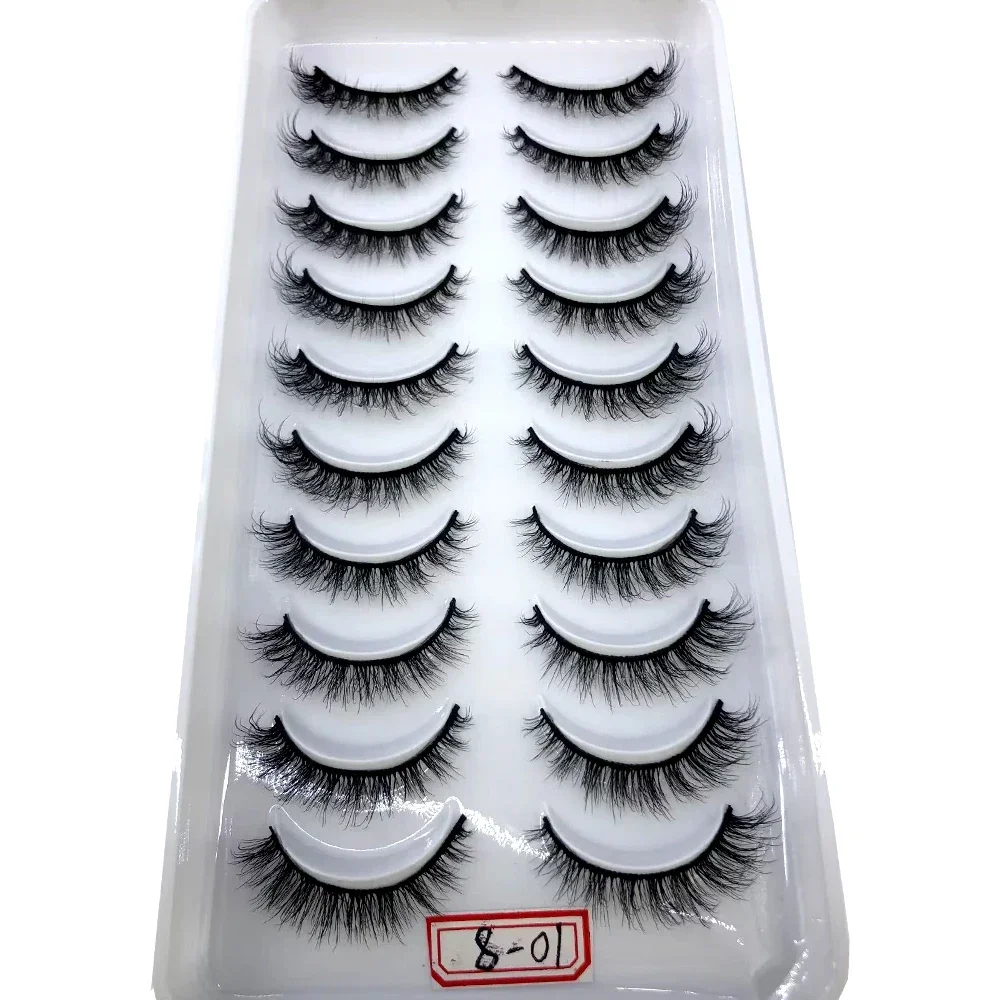 AMSDCN 10 Paar 3D-Nerz-Naturwimpern, dramatische künstliche Wimpern, Kosmetik, Großhandel, künstliche Wimpernverlängerung, Wimpern, unordentliche künstliche Wimpern