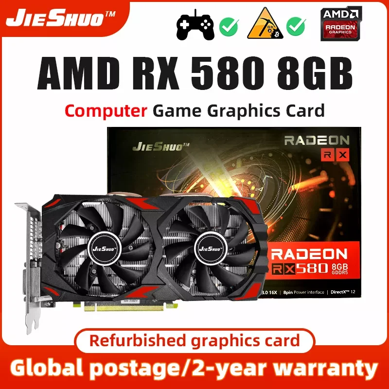 card  RX 580 8G GDDR5 GPU rx580 8gb 256Bit 2048SP Computer GPU RX 580 8gb desktop computer   game