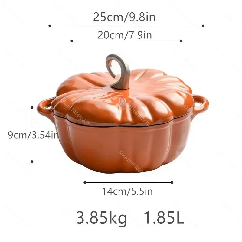 Pumpkin Shape Enamel Pot Multi-function Soup Stew Pot For Home Use Compatible With Induction Cooker