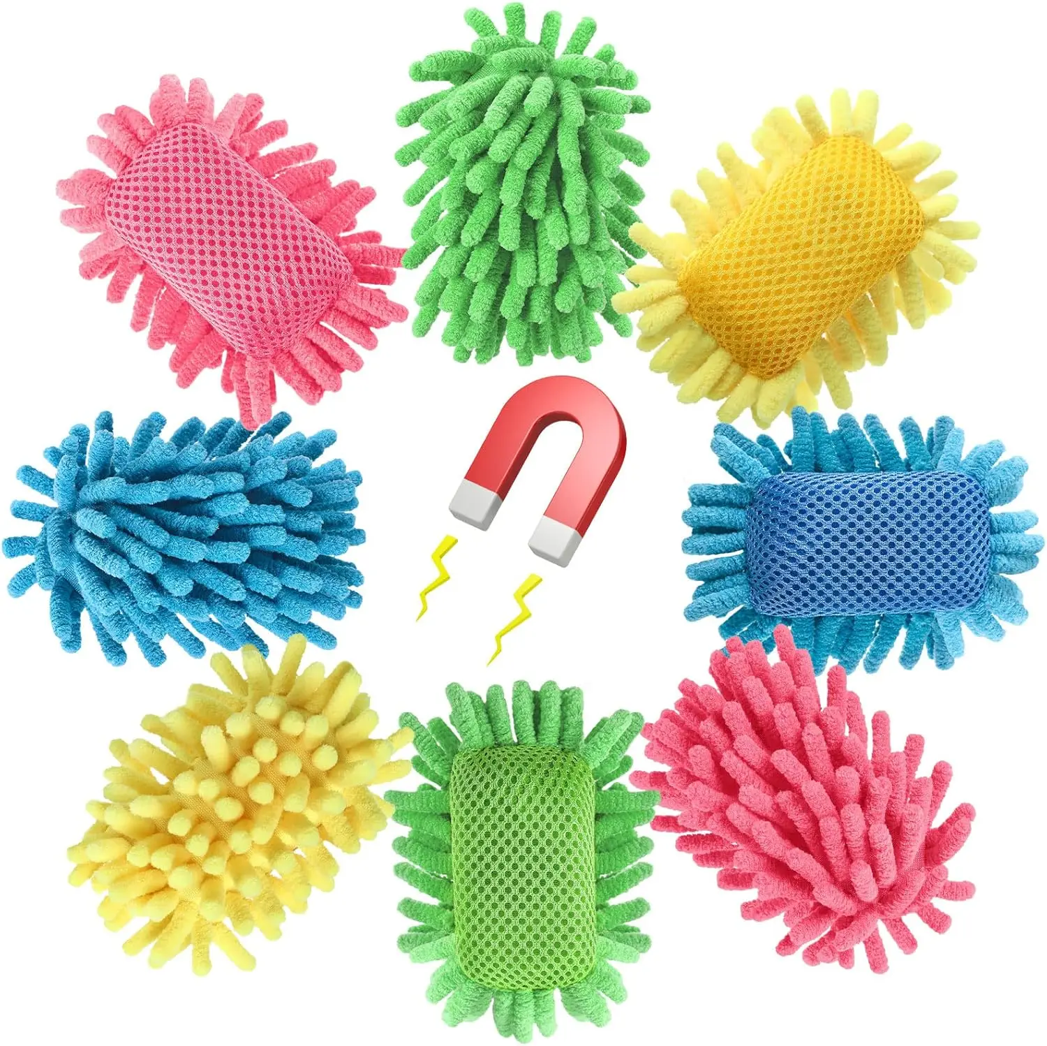

Microfiber Shag Dry Erase Erasers Washable Magnetic Whiteboard Eraser for Markers Chalk Home Office, 4 Colors