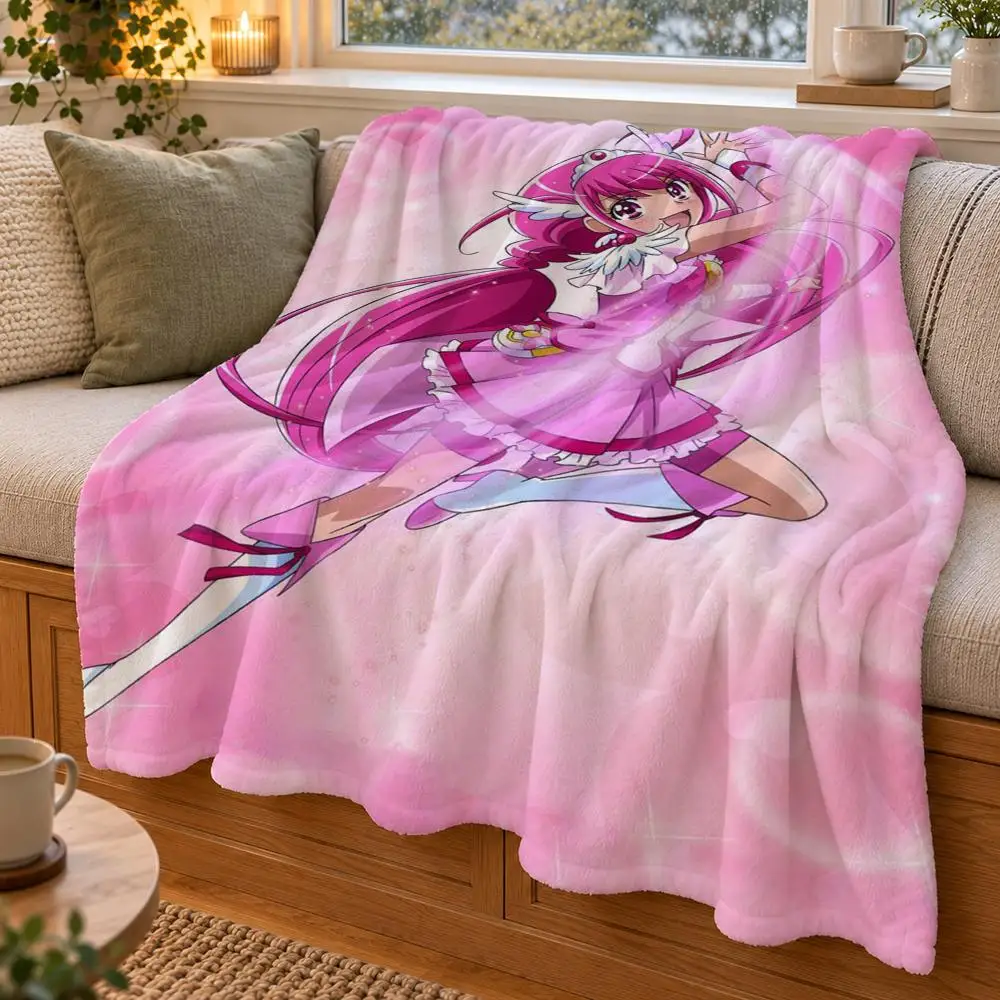 Smile Precures Throw Double Sided Flannel Throw Blanket Soft Warm Washable Home Decor