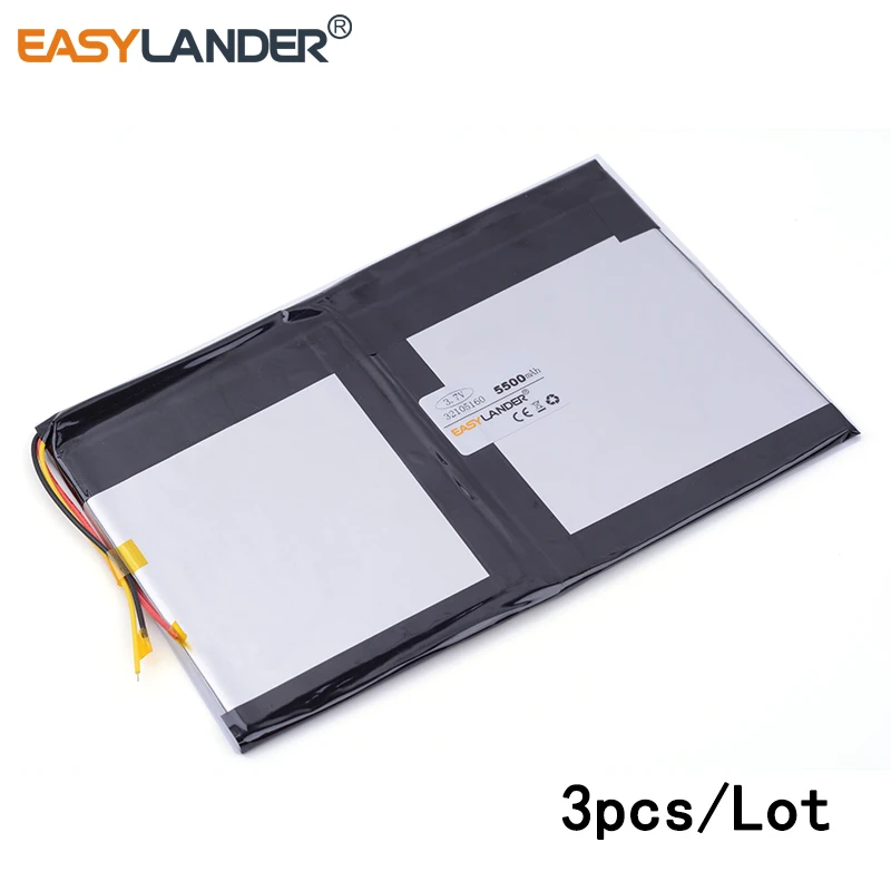 

3pcs/Lot 3 line 32105160 3.7V 5500mAH lithium Li ion polymer rechargeable battery for tablet pc; V971 V972 quad core Power bank