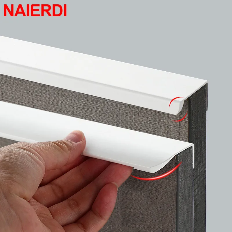 NAIERDI Customizable White Long Furniture Handles Aluminum Alloy 800-1200mm Hidden Cabinet Handles Drawer Knobs Cupboard Pulls