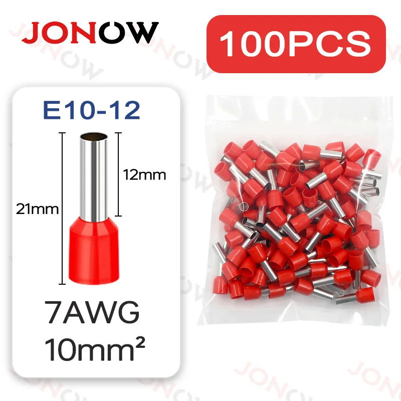 100PCS Röhren-Crimp-Klemmen Elektrokabel Aderendhülsen Steckverbinder E0508 E7508 E1008 E1508 E2508 E4009 E6012 Ringhülse – Detail 14