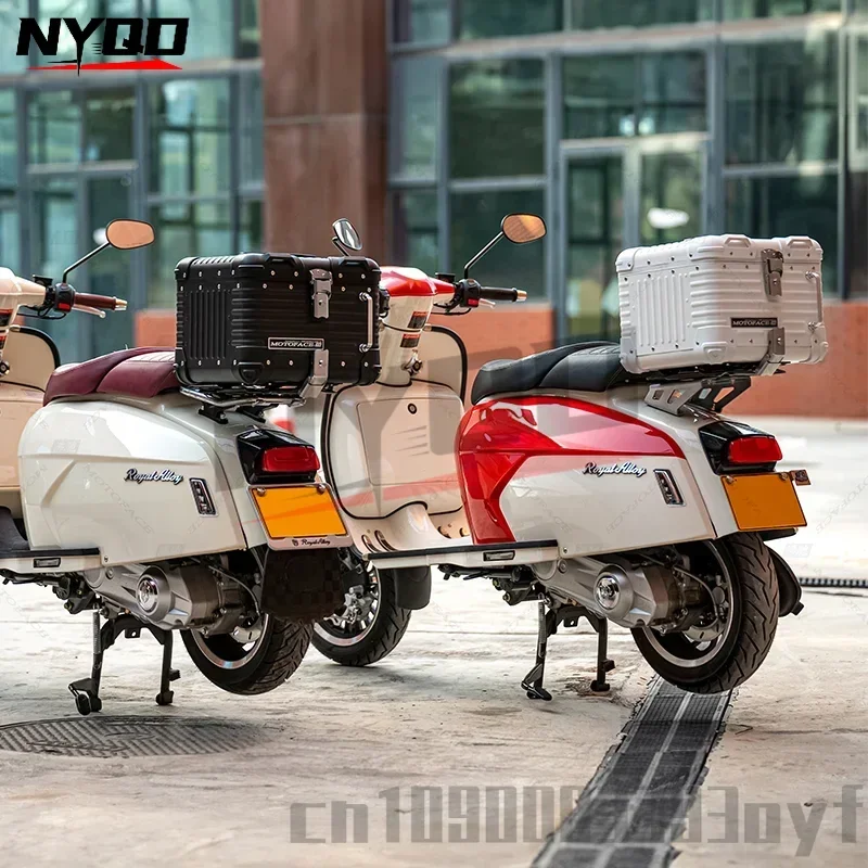 40/45L Round Corner Motorcycle Trunk Aluminum Alloy toolbox Scooter Electric Vehicle Universal Trunk Waterproof Tail Box