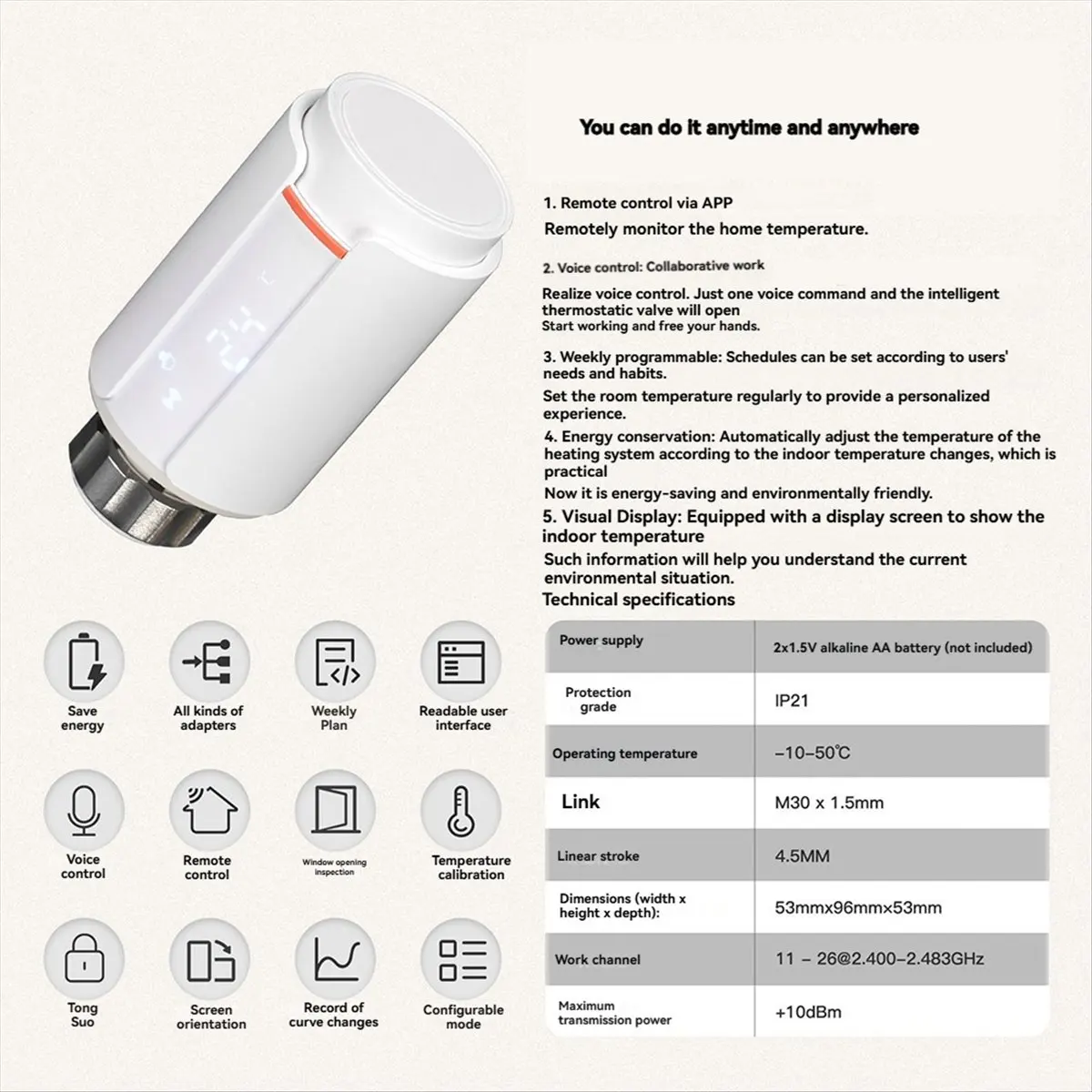 

Tuya Smart ZigBee термостатический радиаторный клапан TRV программируемое приложение дистанционный контроллер температуры