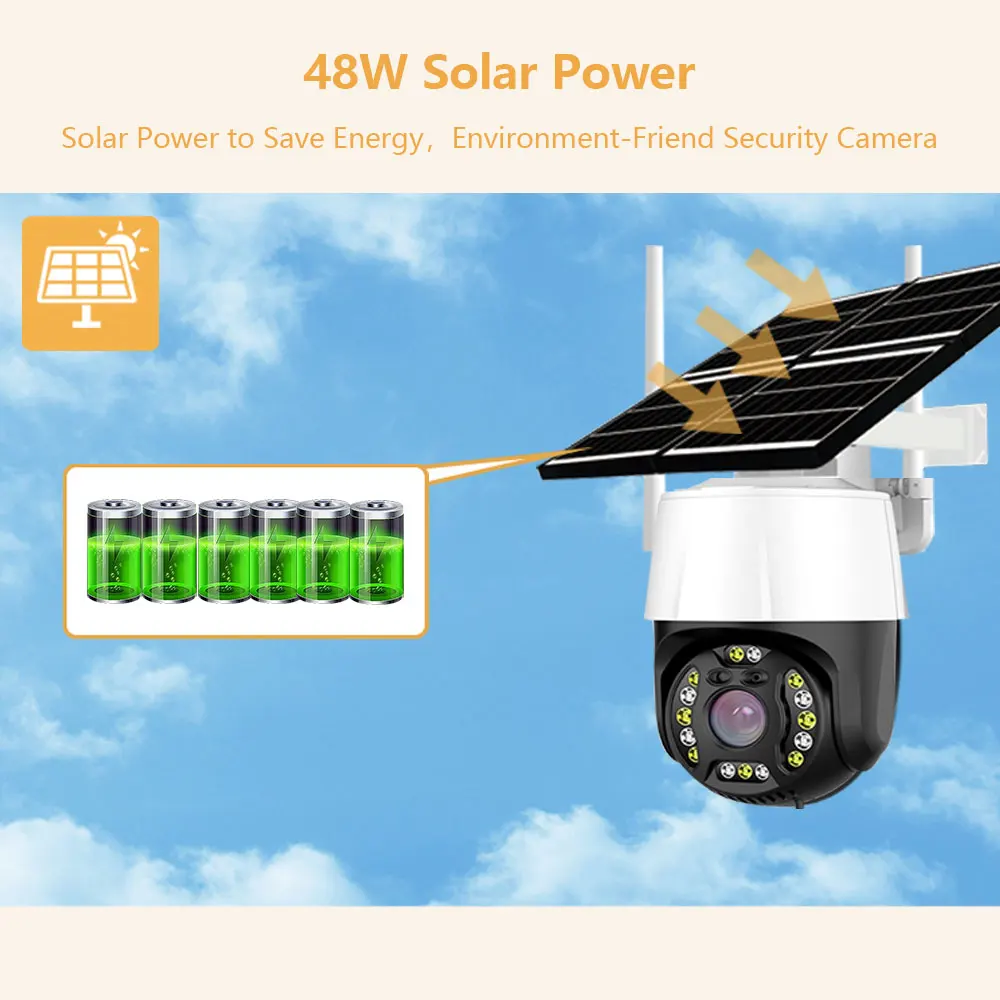 5MP 5X Optical Zoom Video Surveillance Camhi IP Camera 4g LTE HD Outdoor Solar Panel Power 12V Cctv Camera 1080P