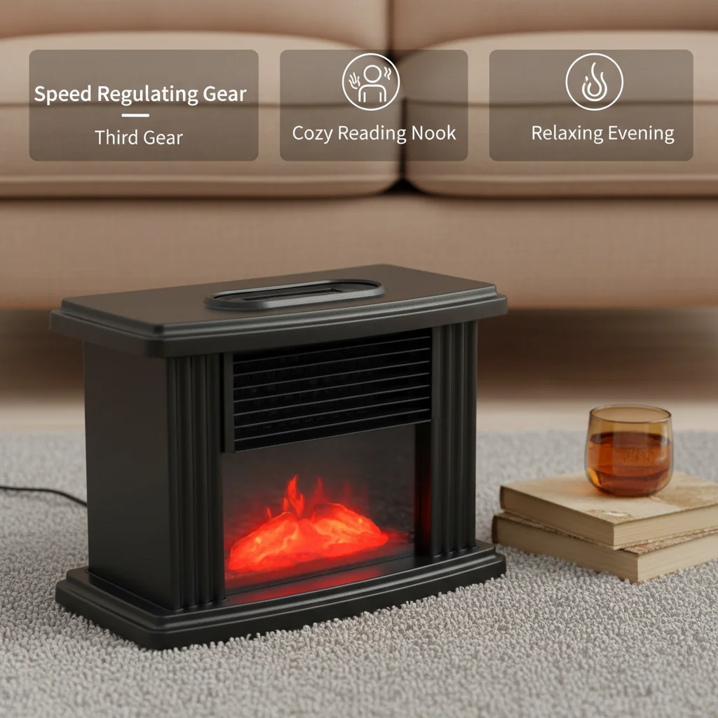 

1000W 3 Gear Mini Fireplace Heater Space Heater Stove Electric Fireplace Tabletop Portable Heater Winter Heater for Living Room
