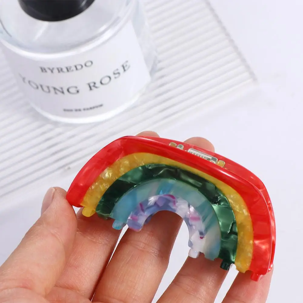 Geometrric Party Headwear Korean Hairgrips Fashion Headdress Semi-circle Women Hair Clips Acetate Shark Clip Rainbow Hair Claw