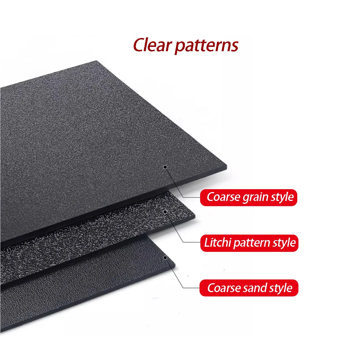 السُمك = 1/1.5/2/3/4/5 مم لوح أسود ABS، لوح بلاستيكي محكم خشن، لوح صلب ABS بلوري من جانب واحد