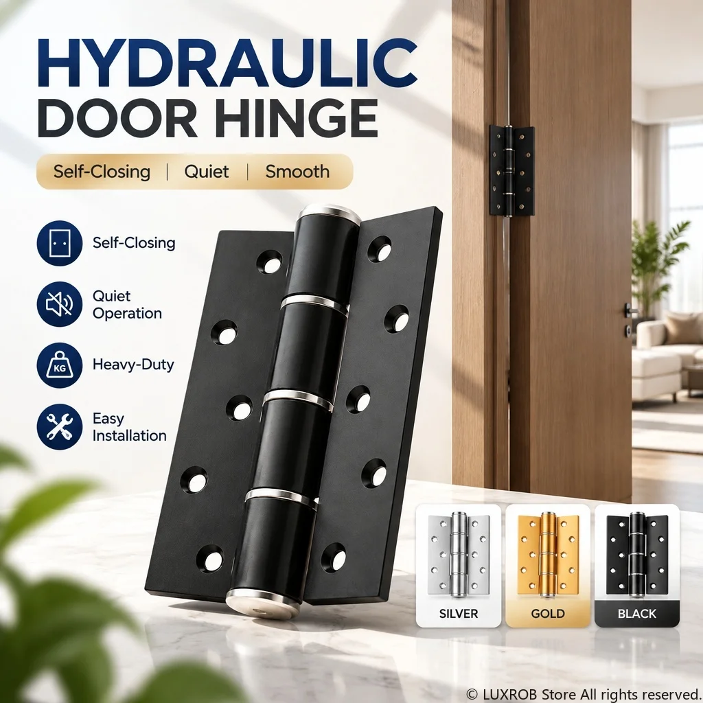 Thickened Hydraulic Door Hinge Self-Closing Quiet Heavy Duty Adjustable Closing Force Gift Box Packaging Door Hardware