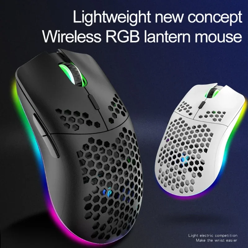 

Hollow-out Honeycomb 2.4GHz Wireless Gaming Mouse 4 Gear 3200 DPI RGB Lighting Mice for PC Laptop