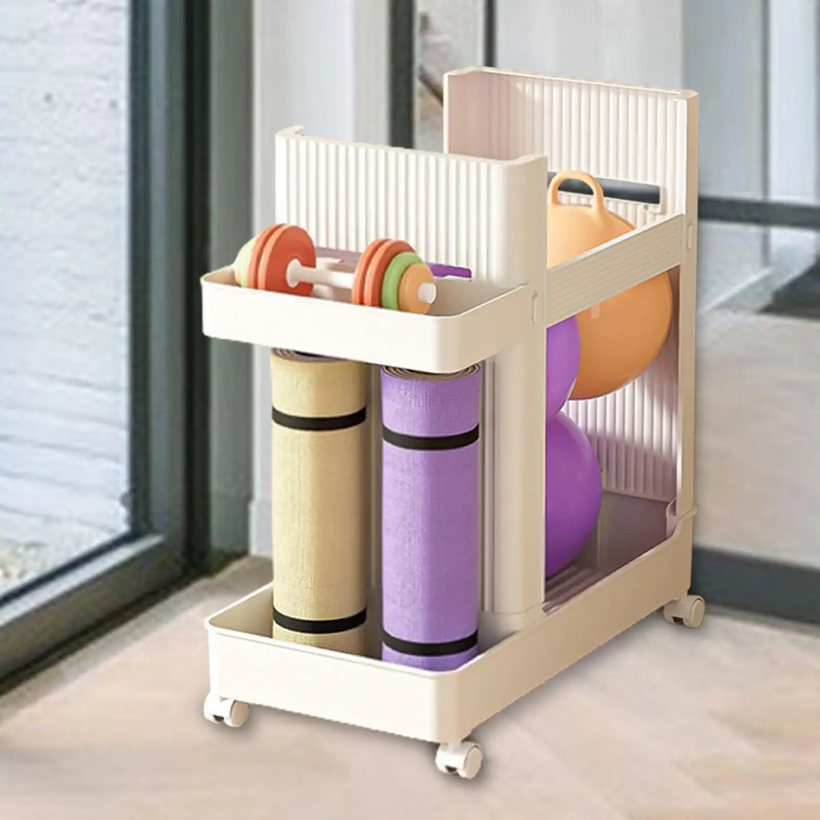 

Yoga Mat Storage Rack Portable Workout Equipment Organization Weight Rack for Foam Roller Resistance Bands Kettlebells Dumbbells