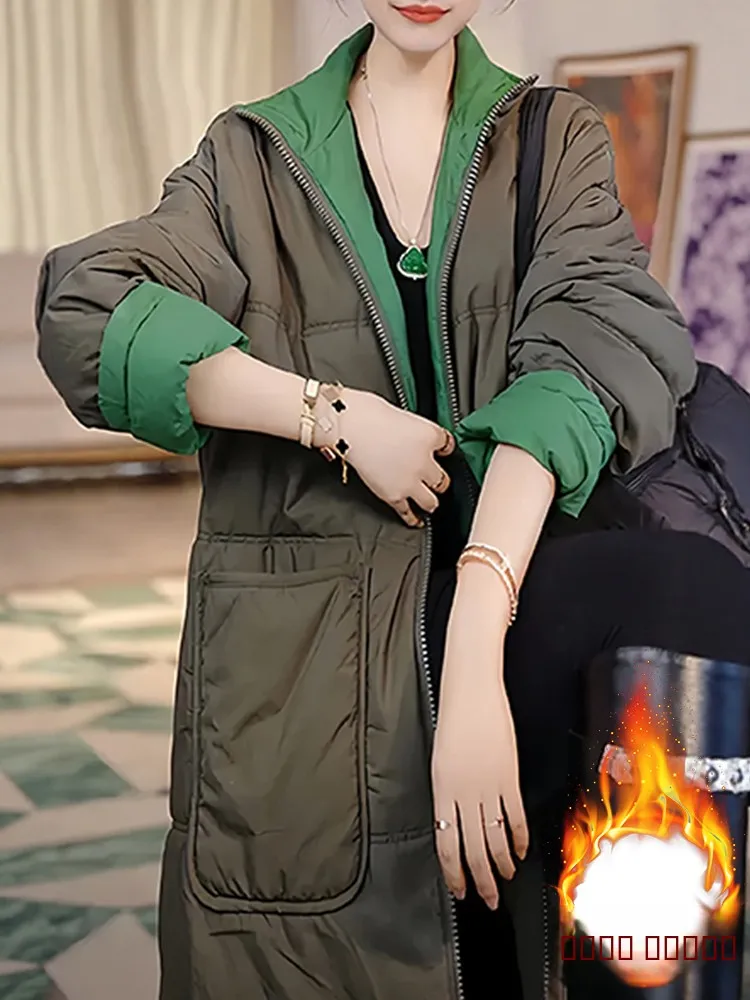 

Новая женская зимняя парка Thiened Fce из хлопка, средней длины, модная, теплая, с эффектом омоложения