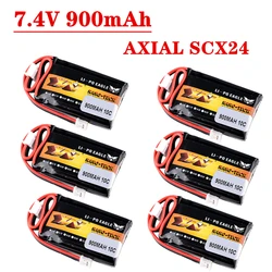 Batteria Lipo HJ 2S 7.4V 900mAh aggiornata per AXIAL SCX24 SCX2 90081 C10 1/24 Modelli di auto telecomandati Batteria 10C 7.4V