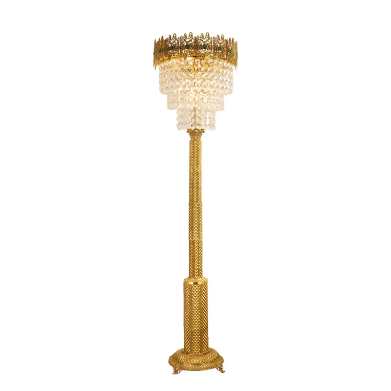 

French, light luxury, retro, all copper, crystal, floor lamp, European style, luxury