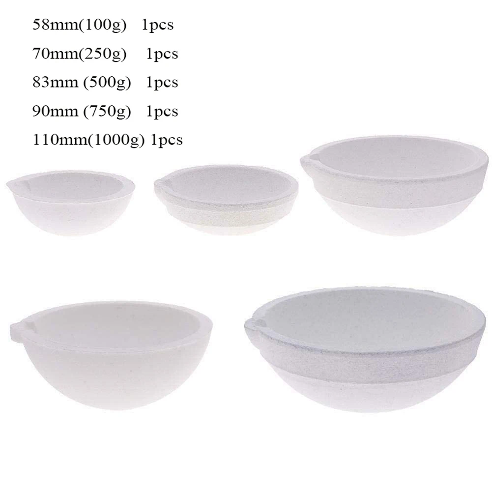 100g/250g/500g/750g-5000g High Temperature Quartz bowl crucible Furnace Melting Casting Refining Golds Silver Jewelry tools