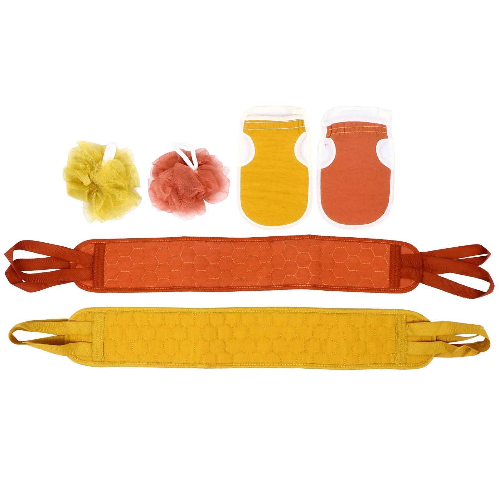 6Pcs Shower Bath Gloves Set Exfoliating Back Skin Scrubber Strap Mesh Ball Relax Muscle Massage Enhance Circulation