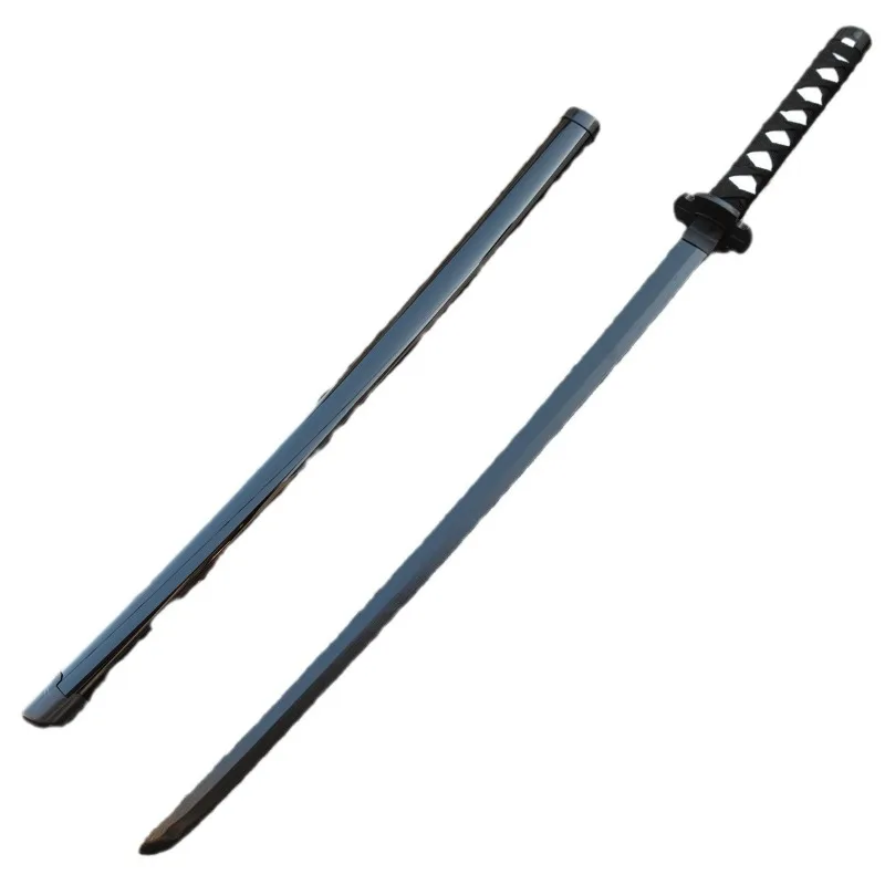 Espadas medievais de madeira katana, 100cm/33,37 polegadas, cosplay, modelo de anime, adereços com bainha, exibição de treinamento, brinquedos ao ar livre, presente colecionável