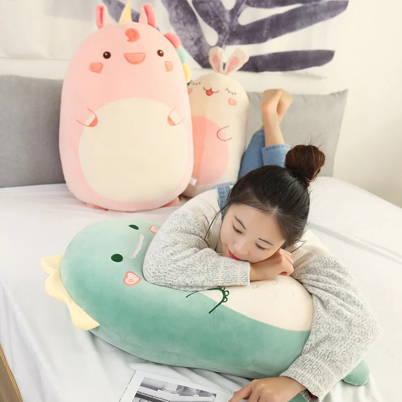 45-80cm Squish Pillow Plush Toy Animal Kawaii Unicorn Dinosaur Lion Bunny Soft Lovely Buddy Stuffed Cushion Gift for Kids Girl