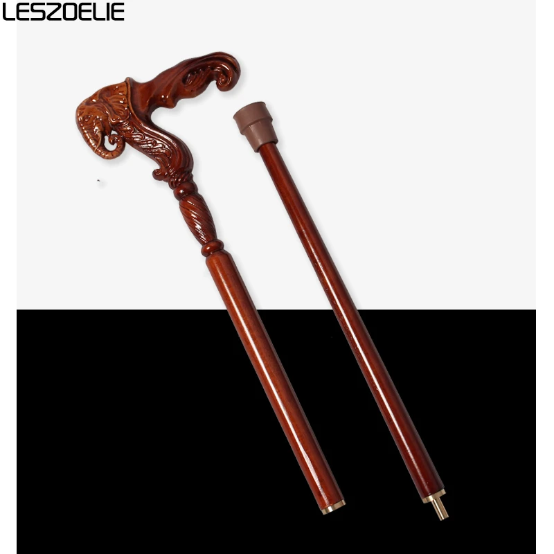 Bâton de Marche en Bois de Hêtre Allemand avec Poignée en Forme d'Éléphant, Canne Amovible de Luxe pour Homme et Femme, 95cm